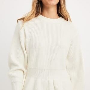 NA-KD Knitted Peplum Sweater Size S